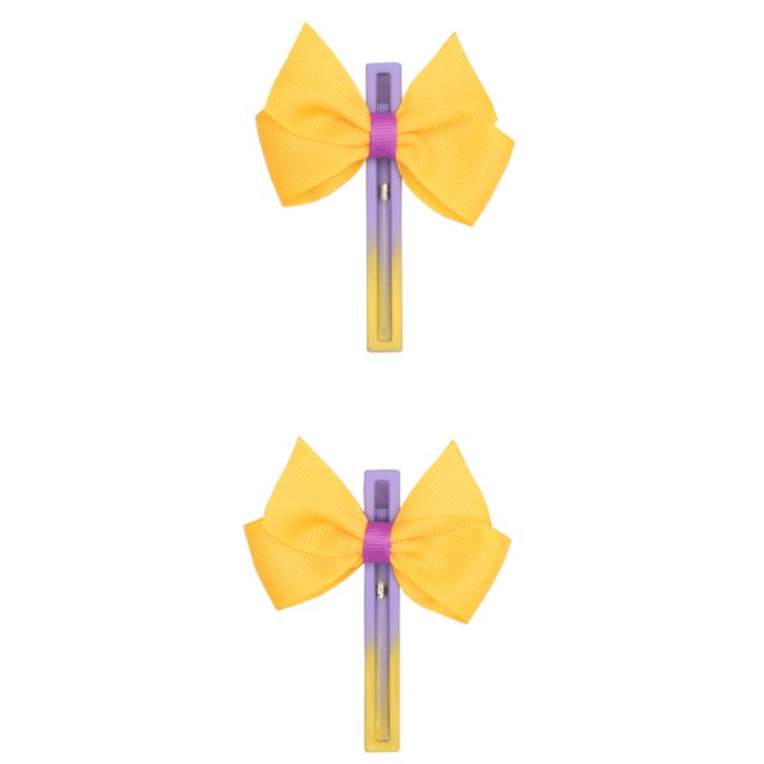 Желтые зажимы для волос, градиент. Дизайнерские заколки для девочек Yula. Аксессуары для девочек. Заколки для школы. Набор заколок. Зажимы для волос с бантиком.